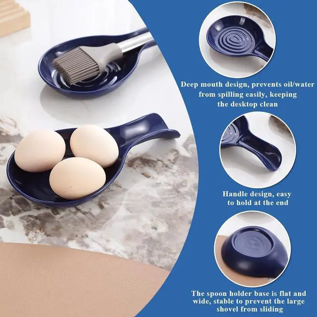 Alt view image 7 of 7 - Kyraton Spoon Rest 2 Pack, Plastic Spoon Holder For Kitchen Counter, Kitchen Utensil Rack For Spoons, Tongs, Spatulas, Spoon Rack For Hob, Dishwasher Safe