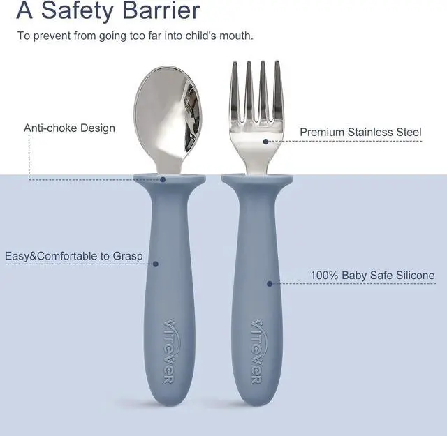 Alt view image 3 of 7 - 6 Pieces Toddler Utensils, Kids Safe Spoons and Forks, Children Silverware Set with Silicone Handle, 18/8 Stainless Steel, Food-grade SiliconeBPA Free - Dishwasher Safe