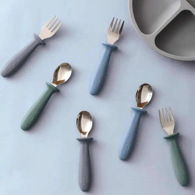 Alt view image 4 of 7 - 6 Pieces Toddler Utensils, Kids Safe Spoons and Forks, Children Silverware Set with Silicone Handle, 18/8 Stainless Steel, Food-grade SiliconeBPA Free - Dishwasher Safe