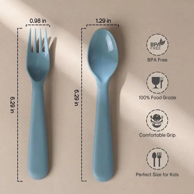 Alt view image 2 of 7 - 12 Pieces Toddler Utensils Set, Plastic Spoons and Forks Set for Kids, Children Safe Flatware, Plastic Reusable Cutlery, BPA Free, Dishwasher Safe