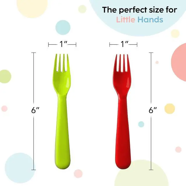 Alt view image 3 of 4 - PLASKIDY Plastic Kids Fork Set of 18 -Toddler Forks BPA Free/Dishwasher Safe Reusable Children's Fork Set - Brightly Colored Toddler Forks Cutlery Flatware Set