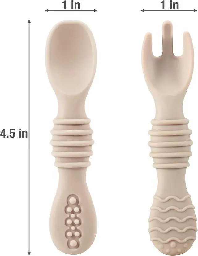 Alt view image 3 of 7 - PandaEar 6 Pack Silicone Baby Spoons & Forks, Toddler Self Feeding Utensils