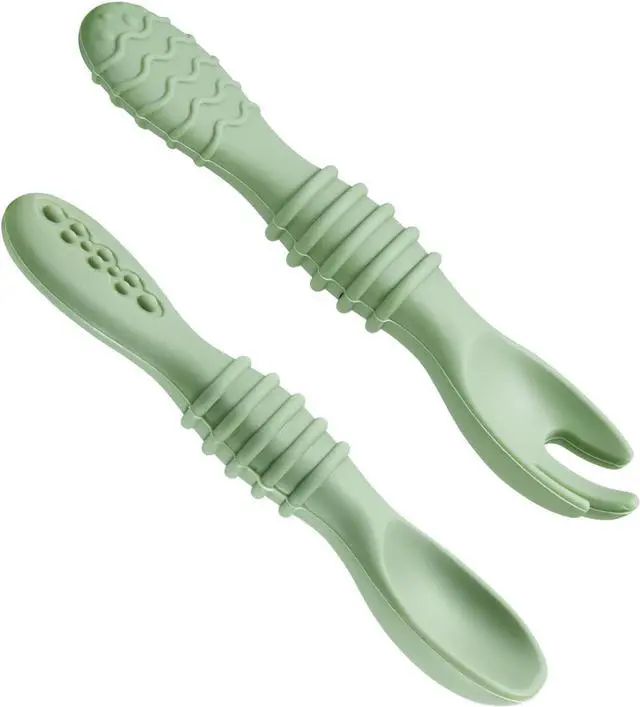 Alt view image 4 of 7 - PandaEar 6 Pack Silicone Baby Spoons & Forks, Toddler Self Feeding Utensils