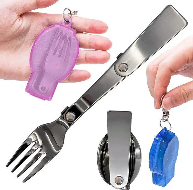 Main image of Acantha Foldable Fork and Spoon Set, Portable Folding Spoon and Fork Set with Two Plastic Storage Cases for Travel Camping Outdoors Picnic