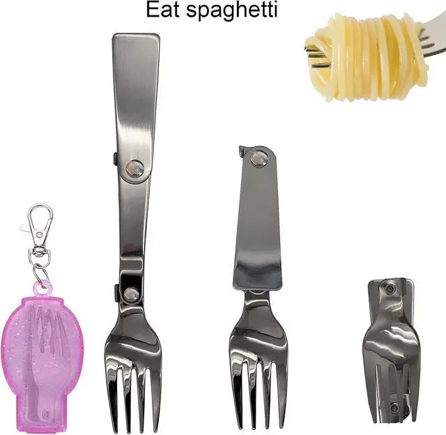 Alt view image 2 of 7 - Acantha Foldable Fork and Spoon Set, Portable Folding Spoon and Fork Set with Two Plastic Storage Cases for Travel Camping Outdoors Picnic