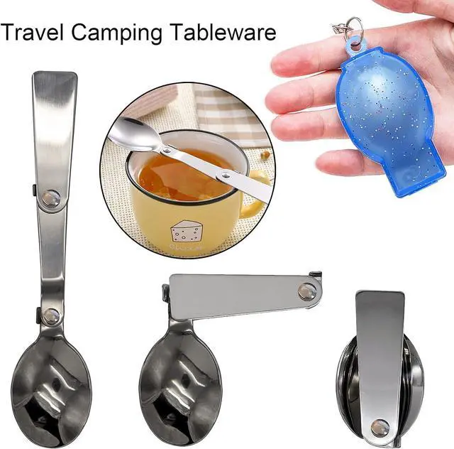 Alt view image 3 of 7 - Acantha Foldable Fork and Spoon Set, Portable Folding Spoon and Fork Set with Two Plastic Storage Cases for Travel Camping Outdoors Picnic
