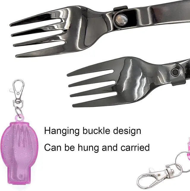 Alt view image 5 of 7 - Acantha Foldable Fork and Spoon Set, Portable Folding Spoon and Fork Set with Two Plastic Storage Cases for Travel Camping Outdoors Picnic