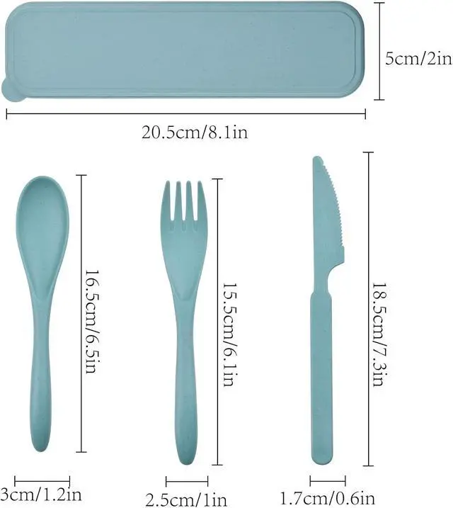 Alt view image 2 of 7 - Zoyiancy 2 Sets Reusable Utensil Set with Case, Green, Blue Travel Utensils