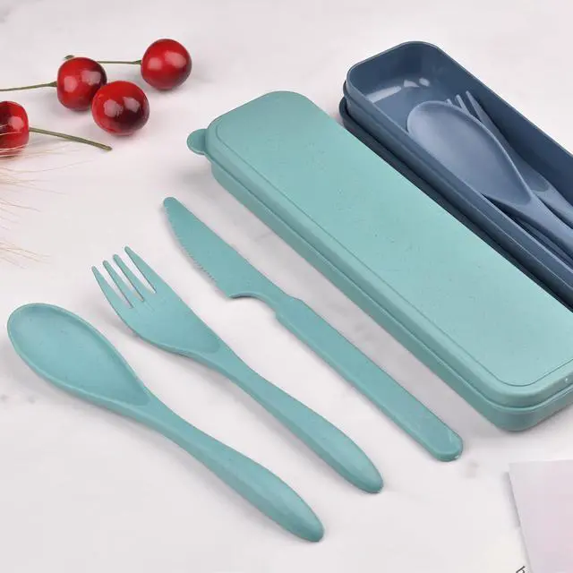 Alt view image 3 of 7 - Zoyiancy 2 Sets Reusable Utensil Set with Case, Green, Blue Travel Utensils