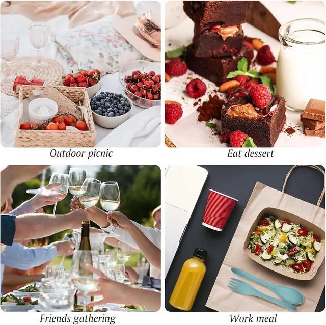 Alt view image 7 of 7 - Zoyiancy 2 Sets Reusable Utensil Set with Case, Green, Blue Travel Utensils