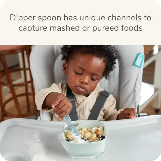 Alt view image 3 of 7 - NUK for Nature Pretensil Dipper Spoon and Fork Set, Easy to Grip for Self-Feeding Development, Mess-Free Feeding, Top Rack Dishwasher-Safe, BPA & Latex-Free