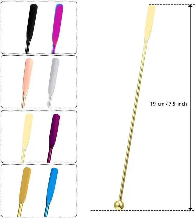 Alt view image 2 of 6 - Boao 8 Pcs 7.5 Inch Stainless Steel Coffee Beverage Stirrers, Multicolor
