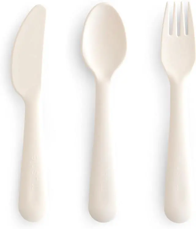 Main image of mushie Dinnerware Cutlery Set of 3 For Kids | Made in Denmark (Ivory)