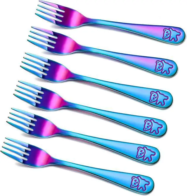 Main image of Minatee 6 Pcs Rainbow Kids Forks Stainless Steel Toddler Silverware Set