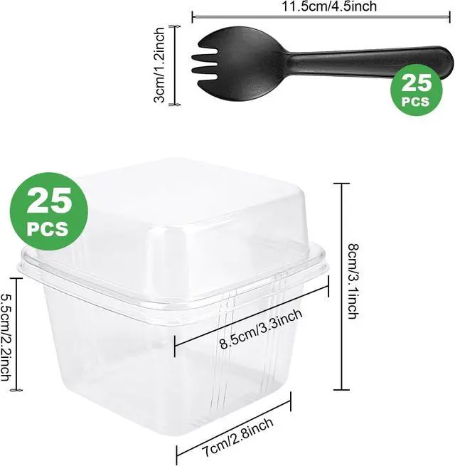 Alt view image 2 of 7 - 25Pcs 8oz Clear Dessert Cup with Lids and Spoons,Plastic Yogurt Parfait Cup