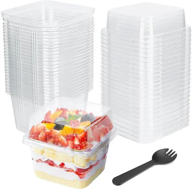 Main image of 25Pcs 8oz Clear Dessert Cup with Lids and Spoons,Plastic Yogurt Parfait Cup