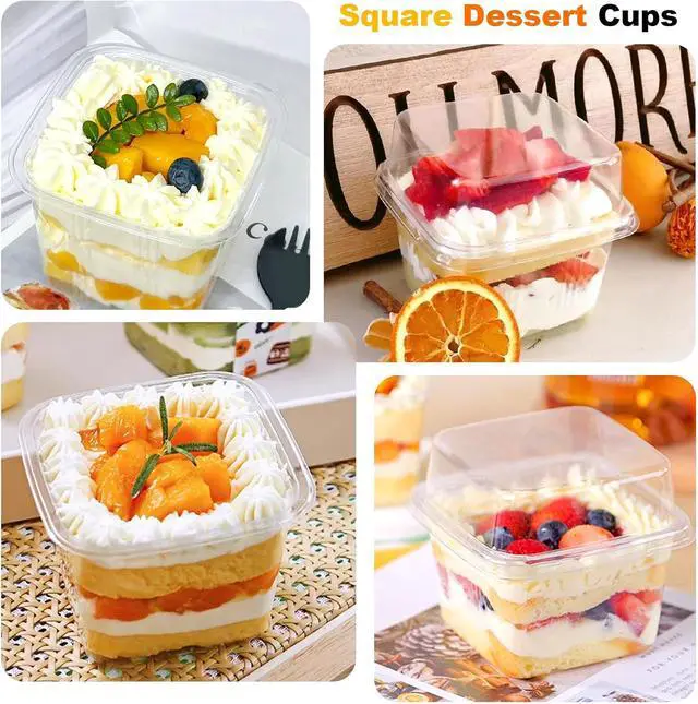 Alt view image 7 of 7 - 25Pcs 8oz Clear Dessert Cup with Lids and Spoons,Plastic Yogurt Parfait Cup