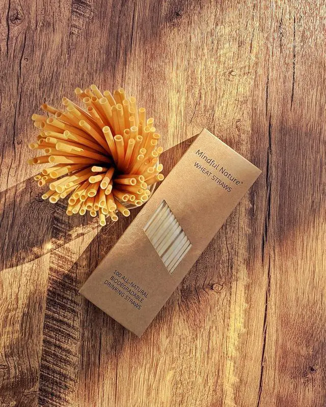 Alt view image 3 of 6 - Mindful Nature® Wheat Straws - 100 All-Natural Drinking Straws - Single use, Disposable, Biodegradable, and Compostable