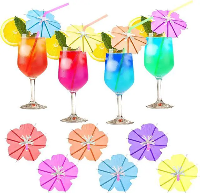 Main image of 50PCS Umbrella Straws,Drink Umbrellas for Hawaiian,Tropical,Luau,Tiki Party