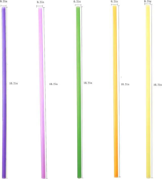 Alt view image 2 of 3 - 200pcs Colorful Plastic Long Straws Disposable Drinking Straws- 0.23'' diameter, 10.2" High - Assorted Colors