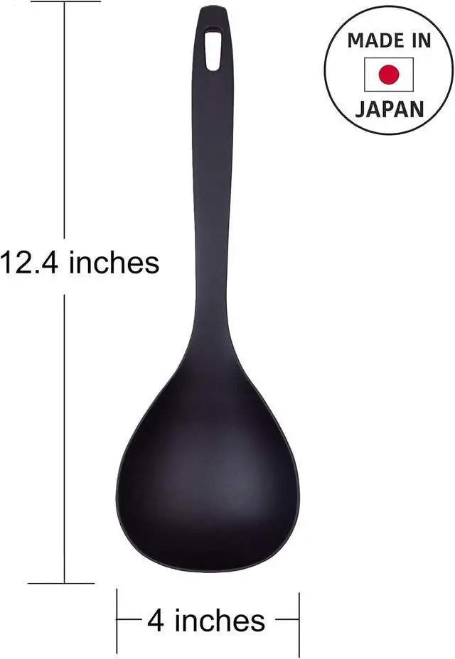 Alt view image 4 of 4 - Cooking Spoon 12.2 Lightweight Nylon Ladle, Non-Slip Grip, BPA-Free, Heat-Resistant 410°F, Nonstick Safe, Made in Japan