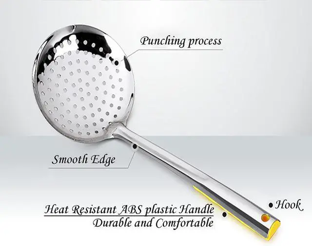 Alt view image 3 of 7 - TENTA KITCHEN Dia 16CM Stainless Steel Skimmer/Slotted Spoon/Strainer Ladle With ABS Plastic Heat Resistant Handle