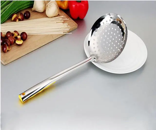 Alt view image 4 of 7 - TENTA KITCHEN Dia 16CM Stainless Steel Skimmer/Slotted Spoon/Strainer Ladle With ABS Plastic Heat Resistant Handle