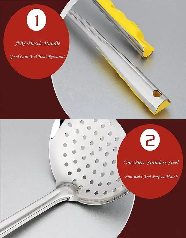 Alt view image 5 of 7 - TENTA KITCHEN Dia 16CM Stainless Steel Skimmer/Slotted Spoon/Strainer Ladle With ABS Plastic Heat Resistant Handle