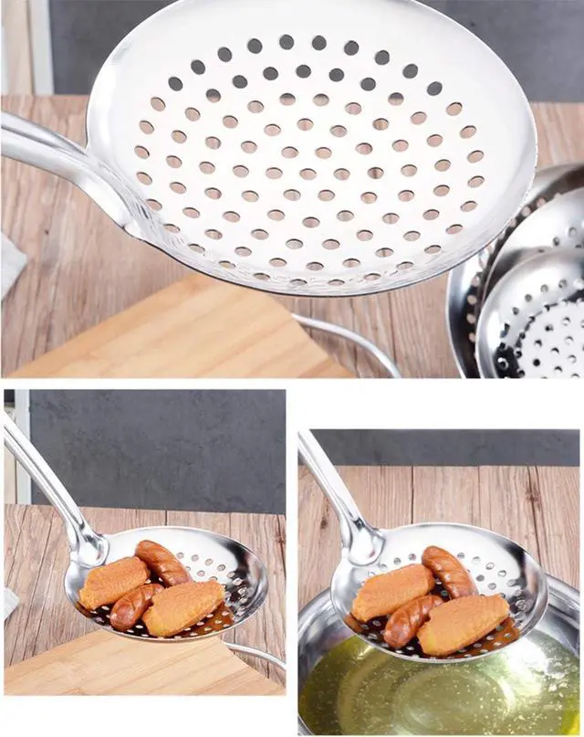 Alt view image 7 of 7 - TENTA KITCHEN Dia 16CM Stainless Steel Skimmer/Slotted Spoon/Strainer Ladle With ABS Plastic Heat Resistant Handle
