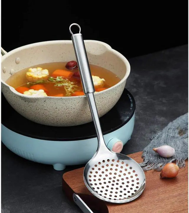 Alt view image 3 of 7 - Berglander Stainless Steel Cooking Skimmer - Slotted Spoon for Straining, Ideal for Kitchen Use