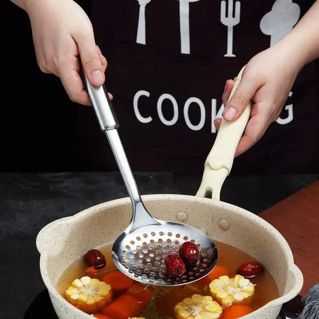 Alt view image 6 of 7 - Berglander Stainless Steel Cooking Skimmer - Slotted Spoon for Straining, Ideal for Kitchen Use