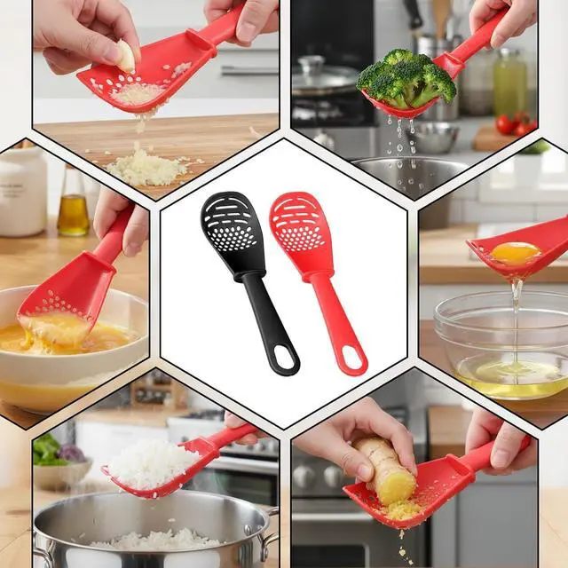 Alt view image 6 of 7 - 2 Pcs 6-in-1 Multifunctional Kitchen Cooking Spoon Heat Resistant Kitchen Utensils Slotted Spoon Tool for Cooking Mashing Draining Grating Separating