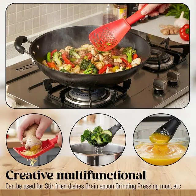 Alt view image 4 of 7 - 2 Pcs 6-in-1 Multifunctional Kitchen Cooking Spoon Heat Resistant Kitchen Utensils Slotted Spoon Tool for Cooking Mashing Draining Grating Separating