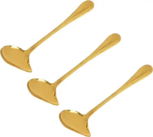 Main image of 3pcs Sauce Ladle with Pouring Spout, Gold-Colored Stainless Steel Gravy Pour Ladle Spoon Sauce Drizzle Metal Punch Spoon with Spout for Serving Soups Spooning Gravies Dressings Kitchen Utensil