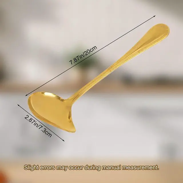 Alt view image 2 of 7 - 3pcs Sauce Ladle with Pouring Spout, Gold-Colored Stainless Steel Gravy Pour Ladle Spoon Sauce Drizzle Metal Punch Spoon with Spout for Serving Soups Spooning Gravies Dressings Kitchen Utensil