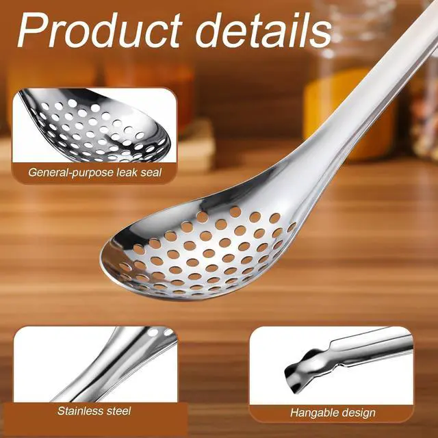 Alt view image 3 of 7 - Spherification Spoon, Stainless Steel Slotted Spoons Small Caviar Spoon Molecular Gastronomy Kit for Jar, Molecular Gastronomy Bar Egg-Spoon Kitchen (2PCS Silver)