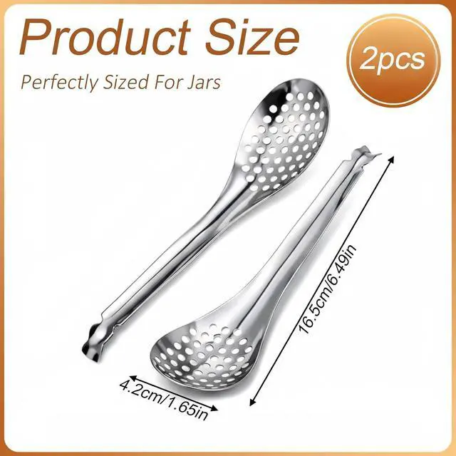 Alt view image 2 of 7 - Spherification Spoon, Stainless Steel Slotted Spoons Small Caviar Spoon Molecular Gastronomy Kit for Jar, Molecular Gastronomy Bar Egg-Spoon Kitchen (2PCS Silver)