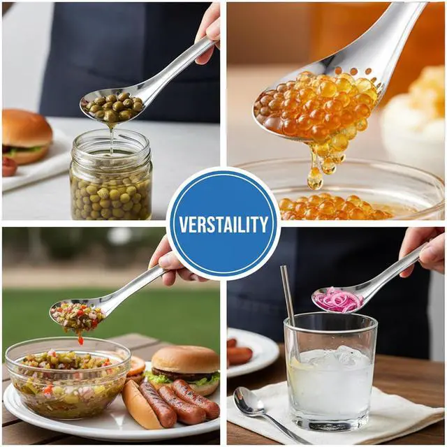 Alt view image 4 of 7 - Spherification Spoon, Stainless Steel Slotted Spoons Small Caviar Spoon Molecular Gastronomy Kit for Jar, Molecular Gastronomy Bar Egg-Spoon Kitchen (2PCS Silver)