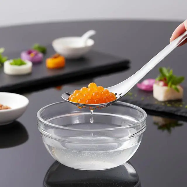 Alt view image 7 of 7 - Spherification Spoon, Stainless Steel Slotted Spoons Small Caviar Spoon Molecular Gastronomy Kit for Jar, Molecular Gastronomy Bar Egg-Spoon Kitchen (2PCS Silver)