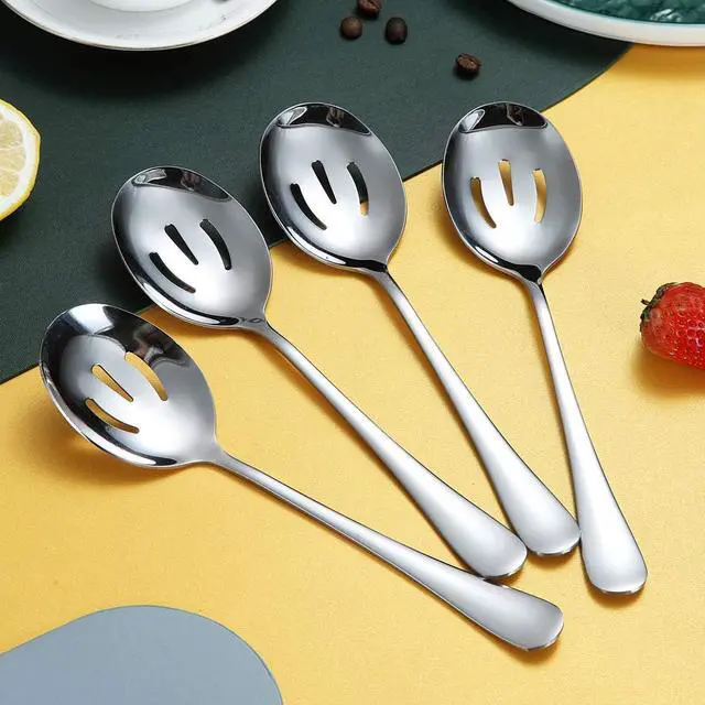 Alt view image 3 of 7 - Kyraton 4-Piece Serving Set - Slotted Stainless Steel Spoons, Pack of 4