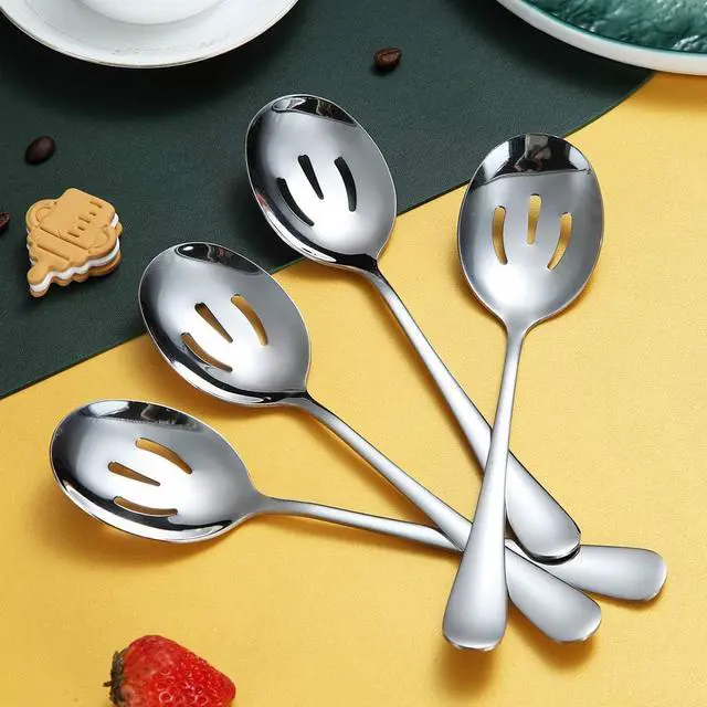 Alt view image 4 of 7 - Kyraton 4-Piece Serving Set - Slotted Stainless Steel Spoons, Pack of 4