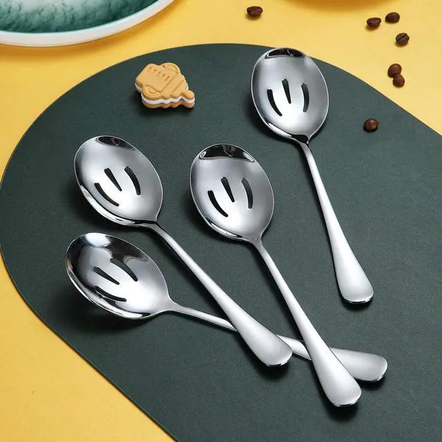 Alt view image 2 of 7 - Kyraton 4-Piece Serving Set - Slotted Stainless Steel Spoons, Pack of 4