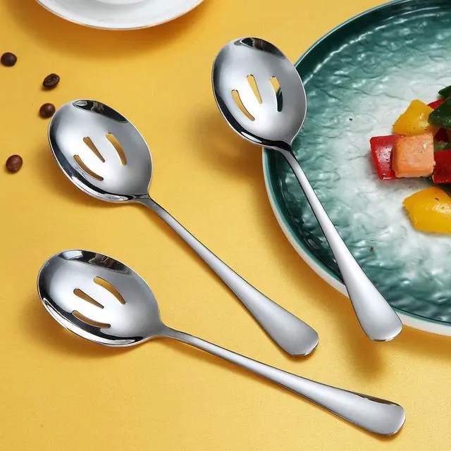 Alt view image 6 of 7 - Kyraton 4-Piece Serving Set - Slotted Stainless Steel Spoons, Pack of 4