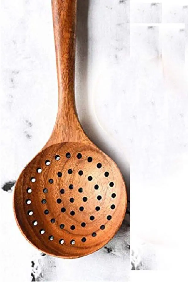 Main image of Large Wooden Spoon - Strainer Spoon - 11-inch Big for Brewing, Grill, Stirring - Solid Natural Hard Wood Long Spatula