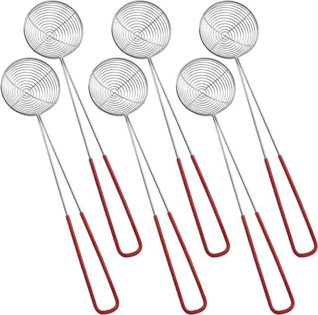 Main image of BokWin 6 Pieces Stainless Steel Hot Pot Strainer Scoops, Red