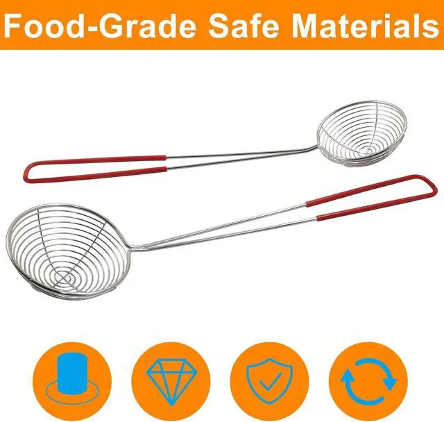 Alt view image 4 of 5 - BokWin 6 Pieces Stainless Steel Hot Pot Strainer Scoops, Red
