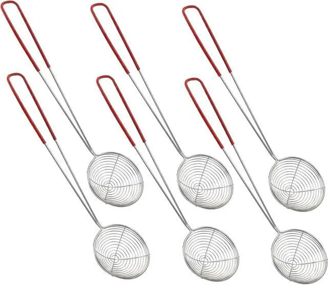 Alt view image 5 of 5 - BokWin 6 Pieces Stainless Steel Hot Pot Strainer Scoops, Red