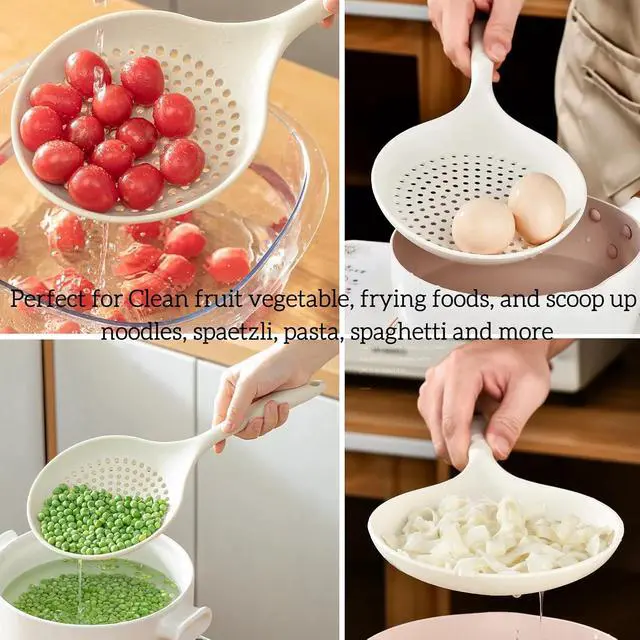 Alt view image 5 of 5 - Extra Large Skimmer Slotted Spoon, 14.5 inch Silicone Strainer Skimmer Ladle Spoon Spider for Cooking and Frying, Pasta Strainer Spoon Frying Kitchen Cooking Colander