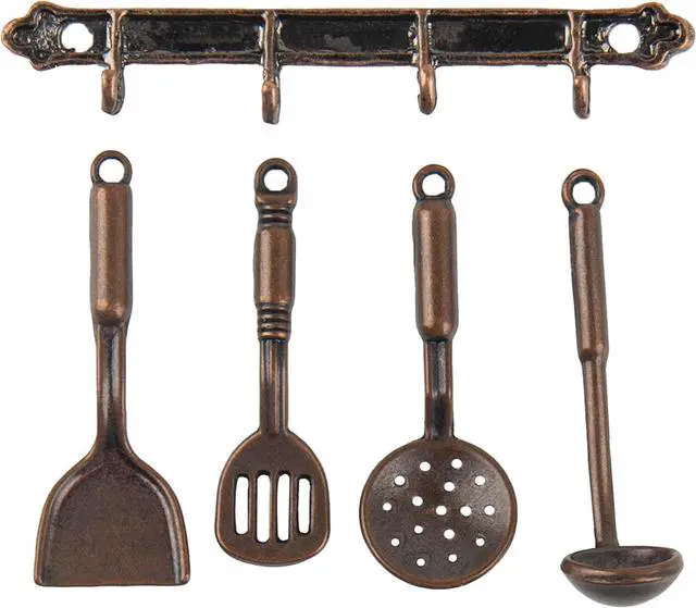 Main image of AUEAR, 5 Pack 1:12 Mini Home Kitchen Accessories Kit Spoon Shovel Cookware Tools for Decoration