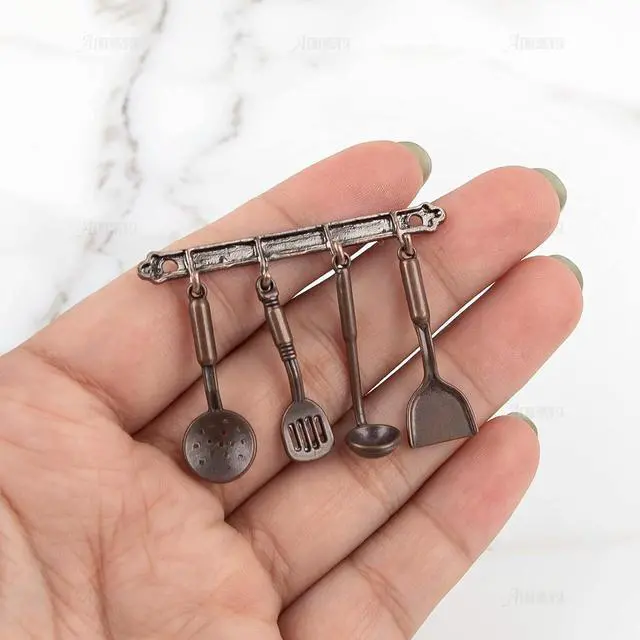 Alt view image 3 of 7 - AUEAR, 5 Pack 1:12 Mini Home Kitchen Accessories Kit Spoon Shovel Cookware Tools for Decoration
